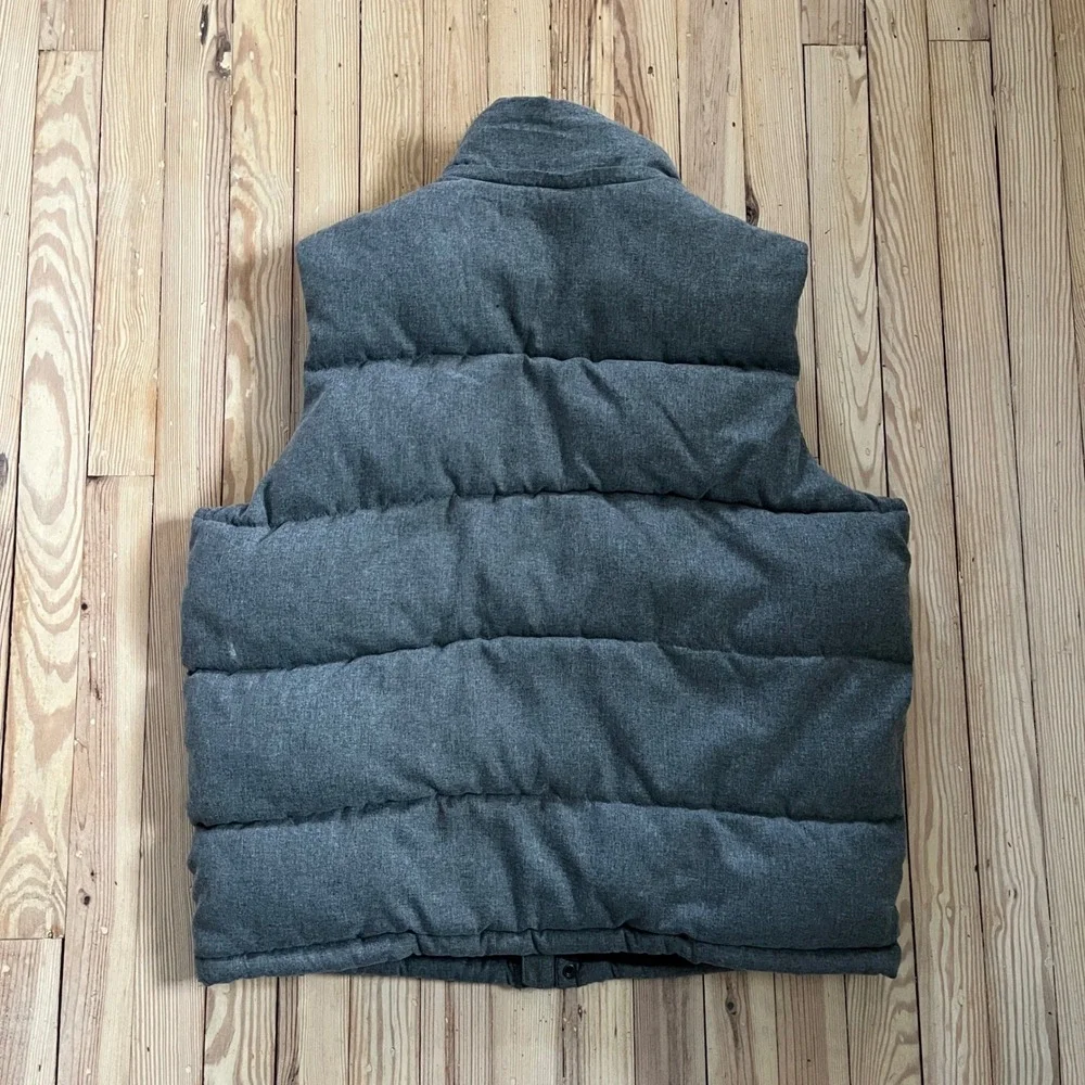 Old Navy Mens Puffer Vest Sherpa‎ Lined Collar Gray Padded Full Zip Pockets XL